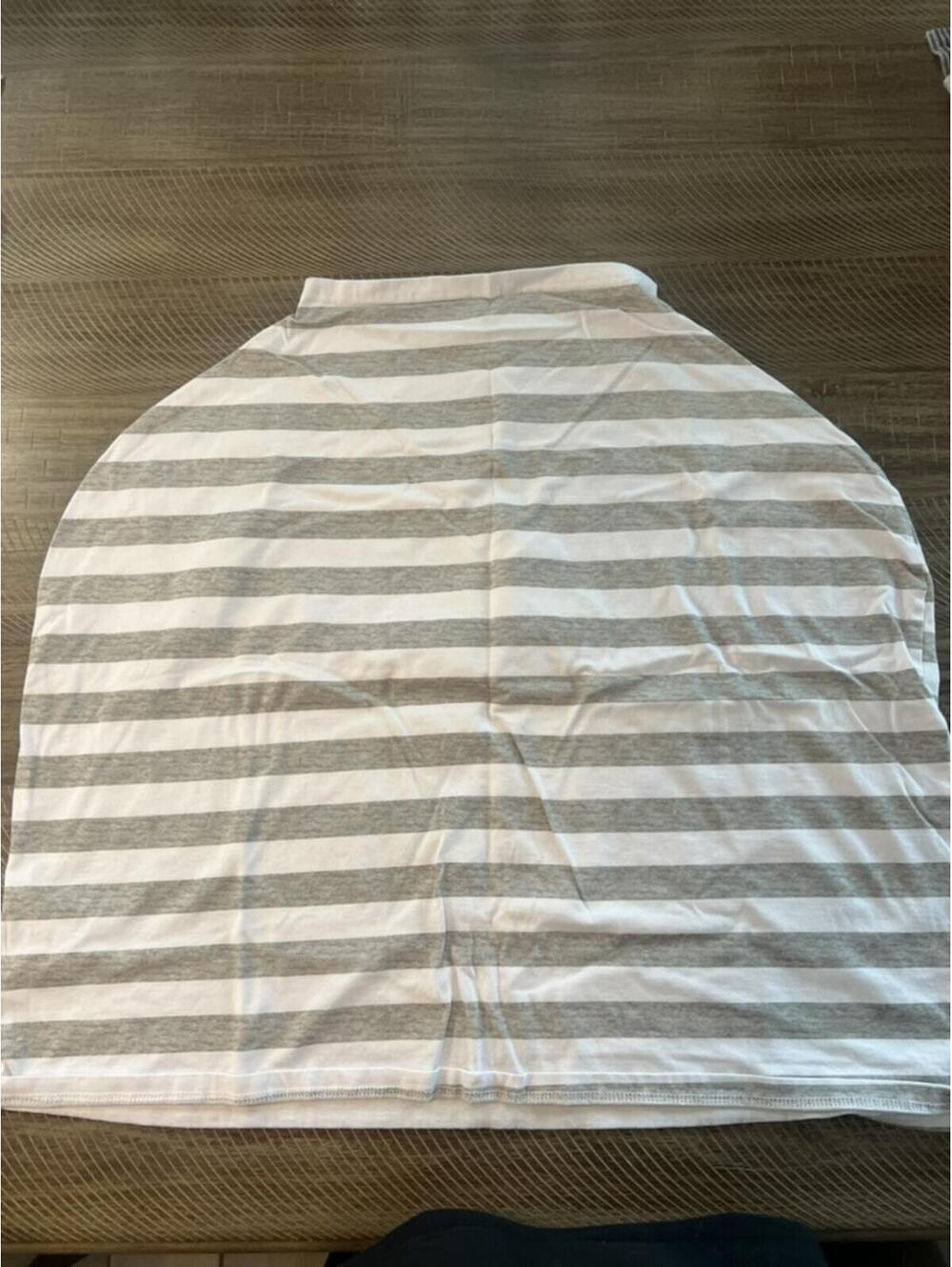 Baby Essentials Gray and white striped carseat cover